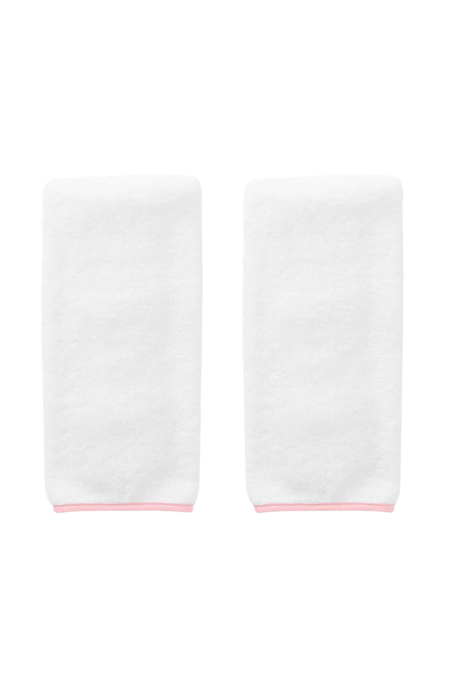 Weezie Signature Hand Towels (Pair) - Ballet Pink on White