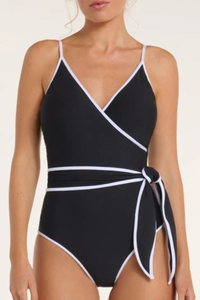 Hermoza Amelia Vneck One Piece Swimsuit - Black/White