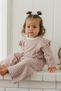 Quincy Mae Ruffle Cozy Set - Mulberry Stripe