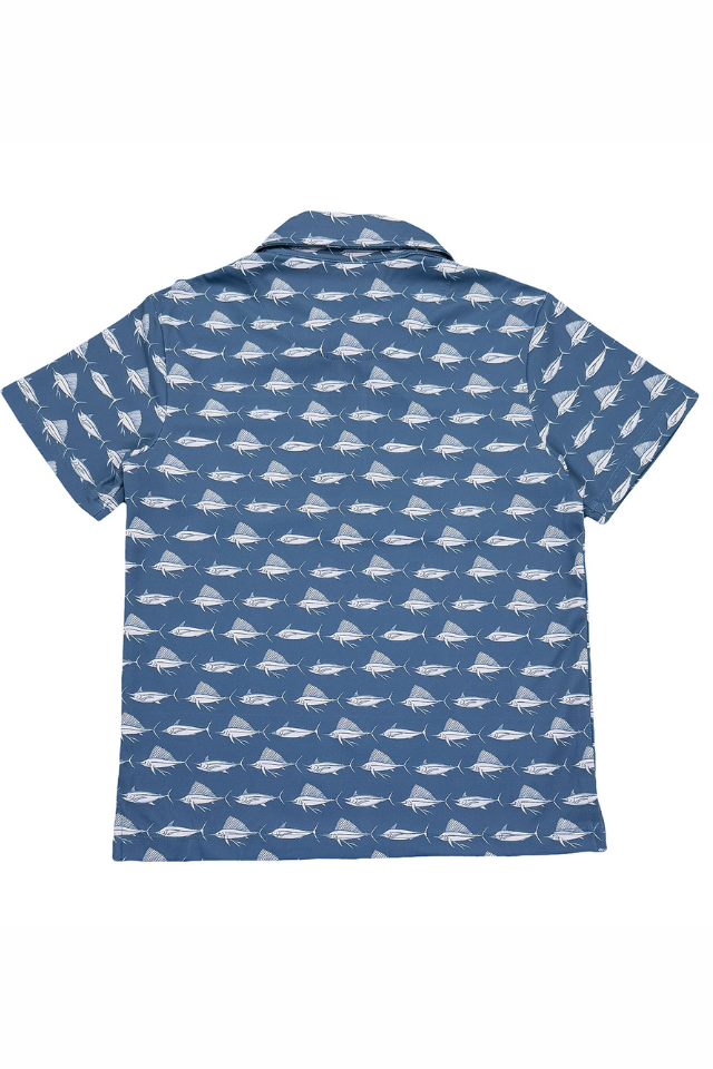 SWB Inshore SS Performance Polo - Navy White Fish