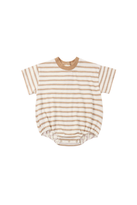 Rylee + Cru Relaxed Bubble Romper - Fawn Stripe