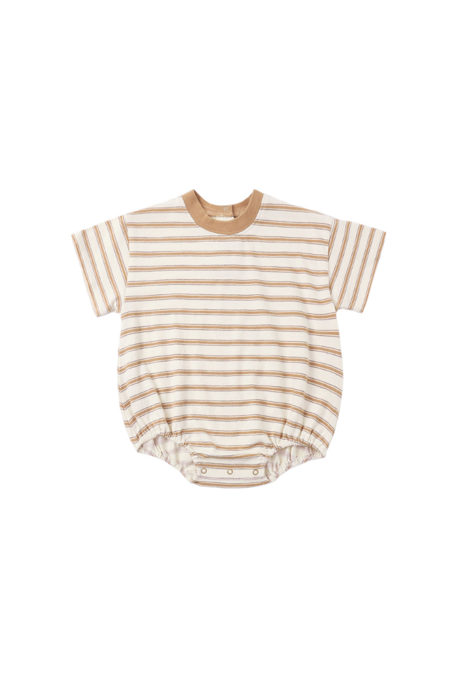 Rylee + Cru Relaxed Bubble Romper - Fawn Stripe