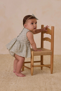 Quincy Mae Ruffled Tulip Top + Bloomer Set - Green Garden