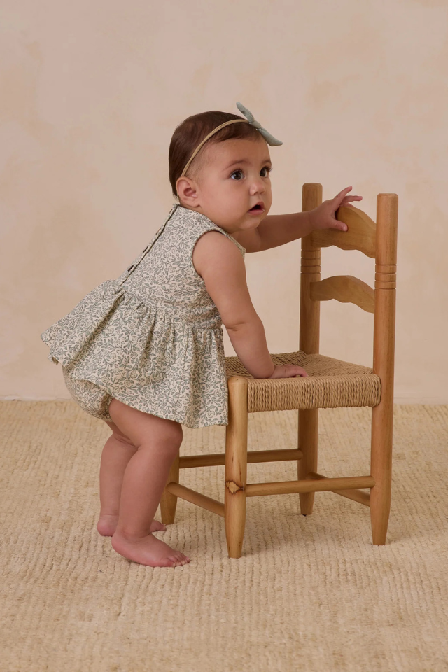 Quincy Mae Ruffled Tulip Top + Bloomer Set - Green Garden