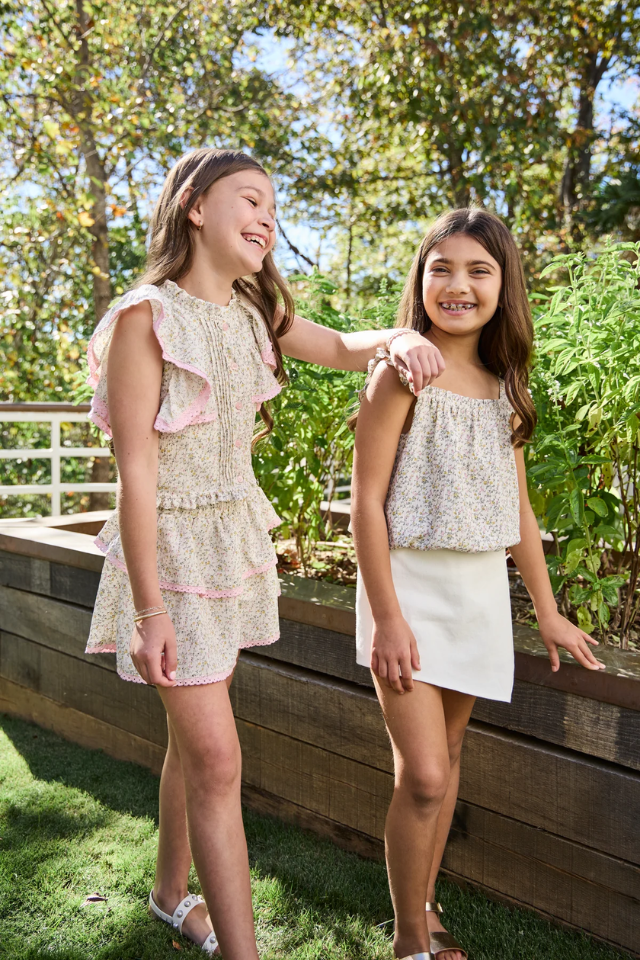 Pleat Posie Top - Cream Ditsy