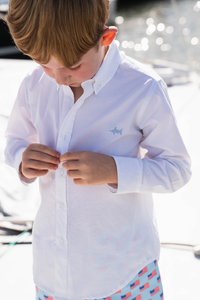 SWB Carter Oxford Shirt - White Solid Seersucker
