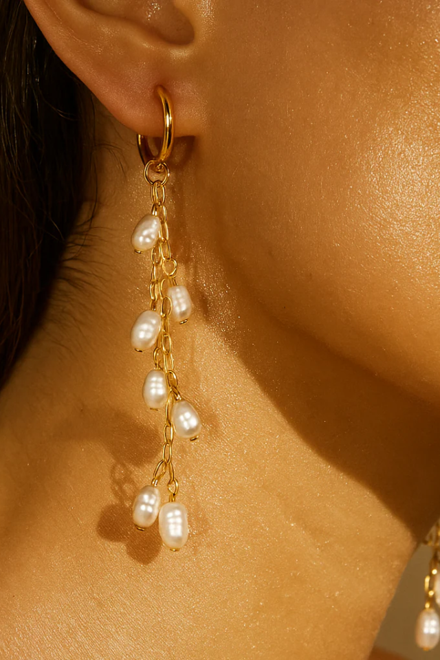 Ellie Vail Theodora Mini Hoop Pearl Drop Earring - Gold