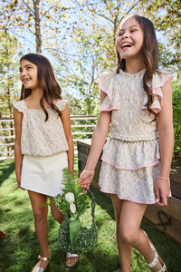 Pleat Parker Skort - Cream Ditsy