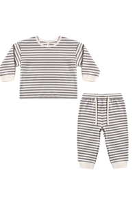 Quincy Mae Cozy Set - Slate Stripe