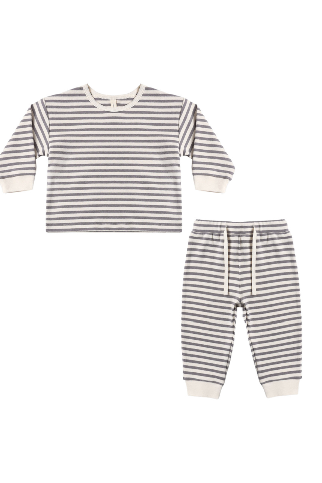 Quincy Mae Cozy Set - Slate Stripe