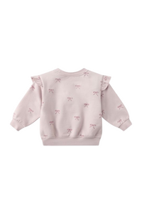Quincy Mae Ruffle Fleece Sweatshirt - Bows