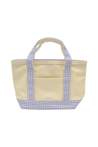 TRVL Design Coated Canvas Mini Tote - Natural/Gingham Lilac Trim