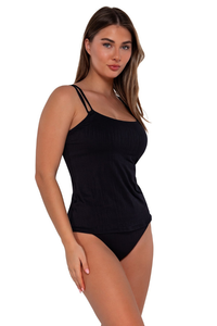 Sunsets Taylor Tankini - Black Seagrass Texture