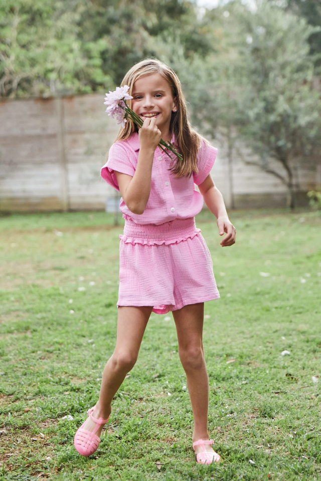 Pleat Sadie Shorts - Party Pink