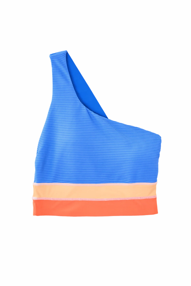 Nani Vivid Blue Flat Rib One Shoulder Colorblock - Vivid Blue