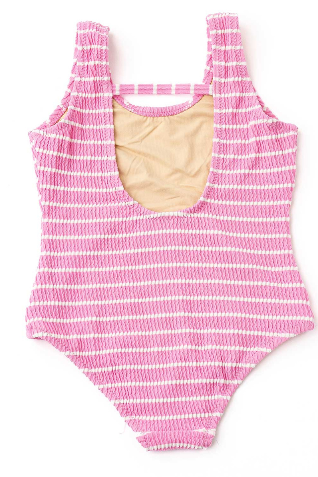 SC 1 pc Crinkle Swimsuit - Pink Stripe
