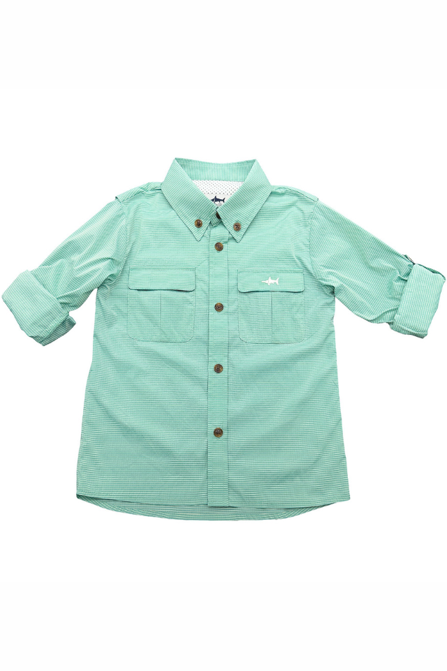 SWB Flagler Fishing Shirt - Green Stripe