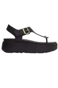 Fit Flop GEN-FF Max Buckle Tumbled-Leather Toe-Post Sandals - All Black