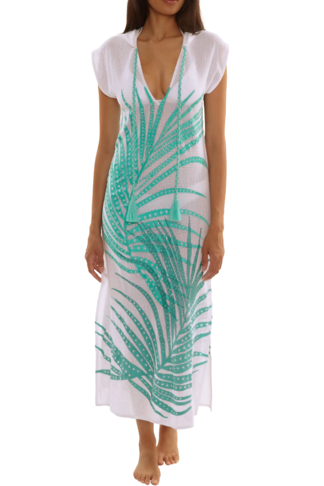 Trina Turk Sheer Tropics Dress - Aqua