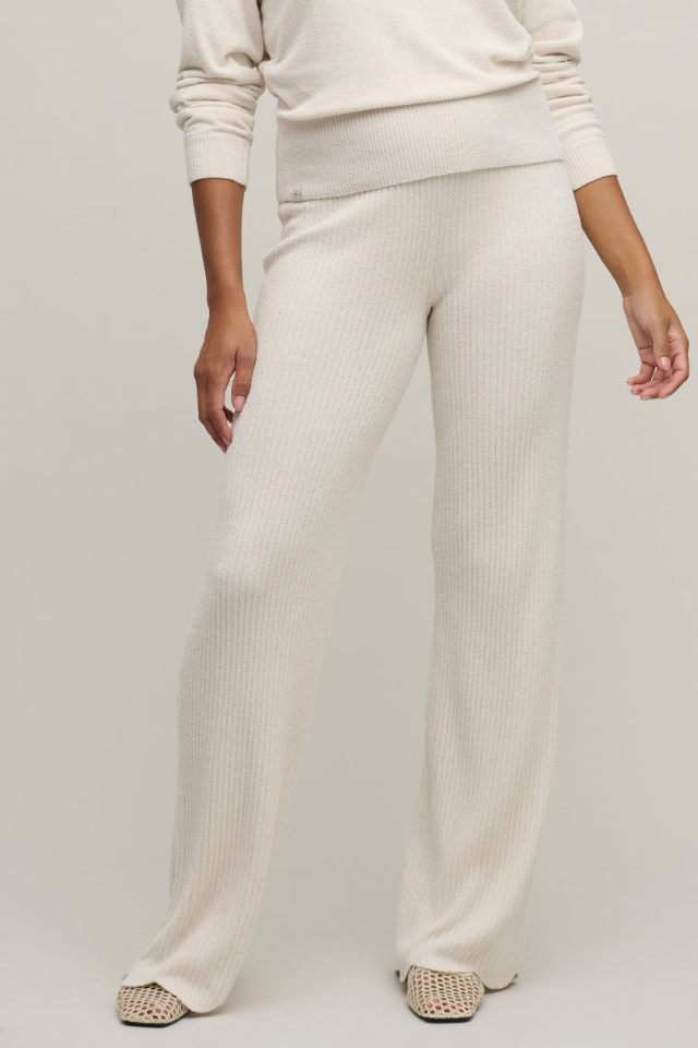 Barefoot Dreams CCUL Scallop Vneck Tank with Ribbed Scallop Pant - Sand Dune