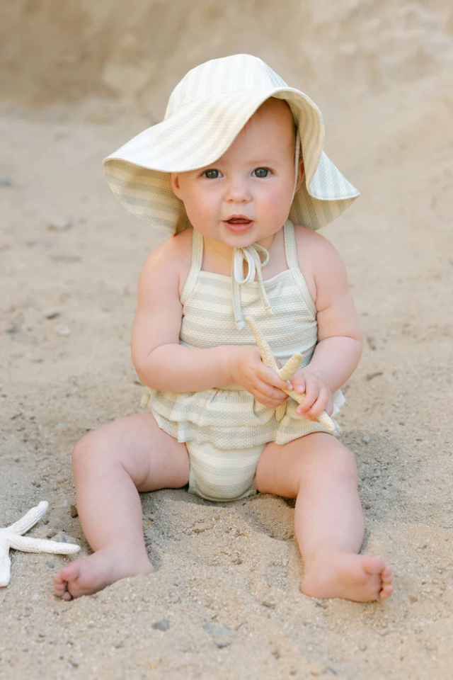 Quincy Mae Ruffled One-Piece Swimsuit - Mint Stripe