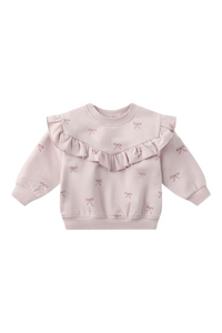 Quincy Mae Ruffle Fleece Sweatshirt - Bows