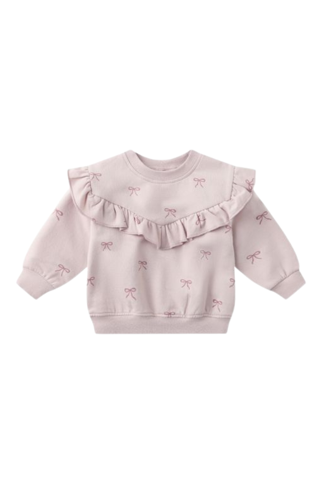 Quincy Mae Ruffle Fleece Sweatshirt - Bows