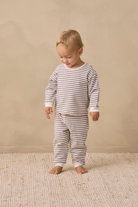 Quincy Mae Cozy Set - Slate Stripe