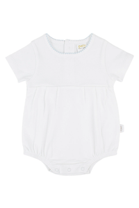 Paty Organic Cotton Picot Trim Bubble - White/Blue