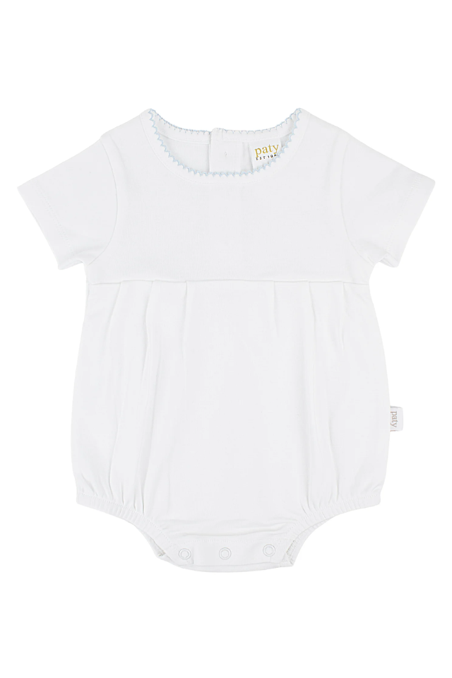 Paty Organic Cotton Picot Trim Bubble - White/Blue
