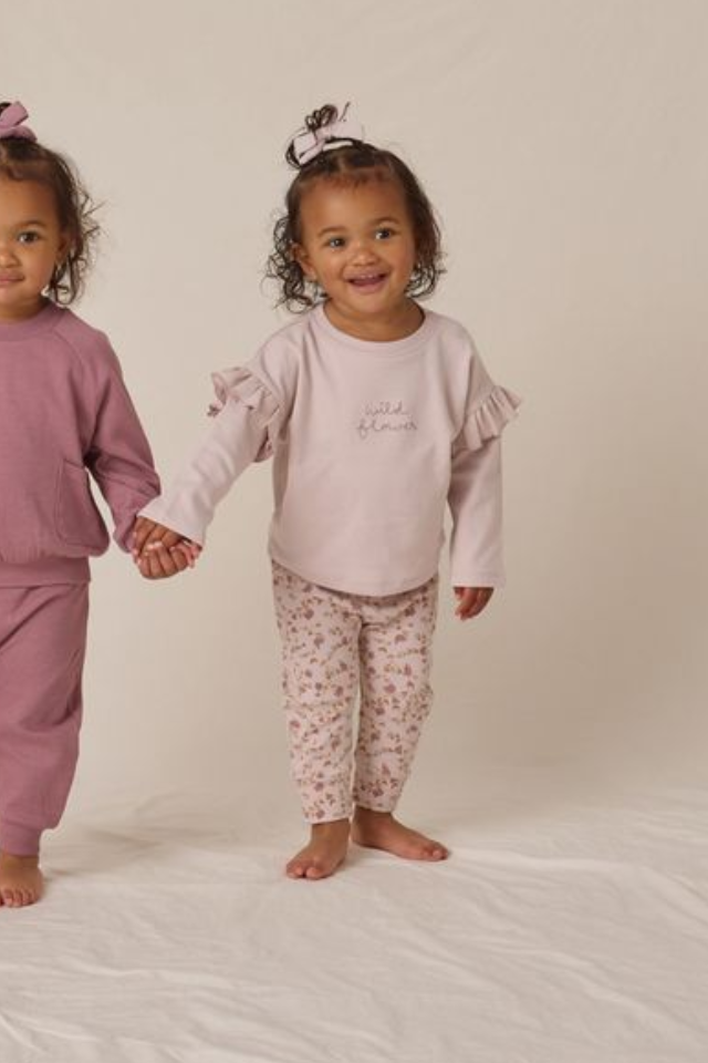 Quincy Mae Ruffle Long Sleeve Tee - Wild Flower