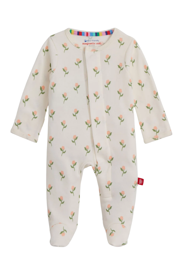 Magnetic Me Organic Cotton Footie - Floral Chicken Tender