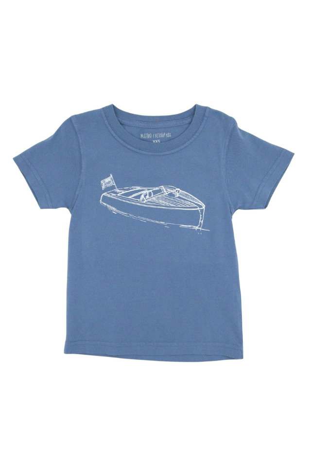 Mustard & Ketchup SS T-Shirt Wooden Boat - Denim Blue