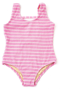 SC 1 pc Crinkle Swimsuit - Pink Stripe
