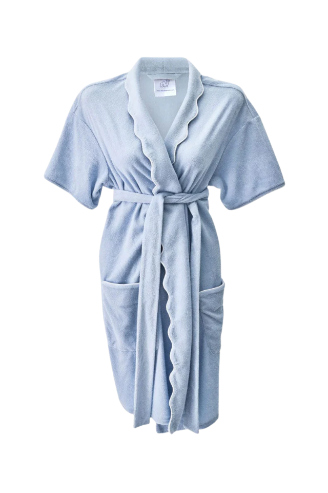 Weezie Women's Short Scallop Lightweight Robe - Robins Egg