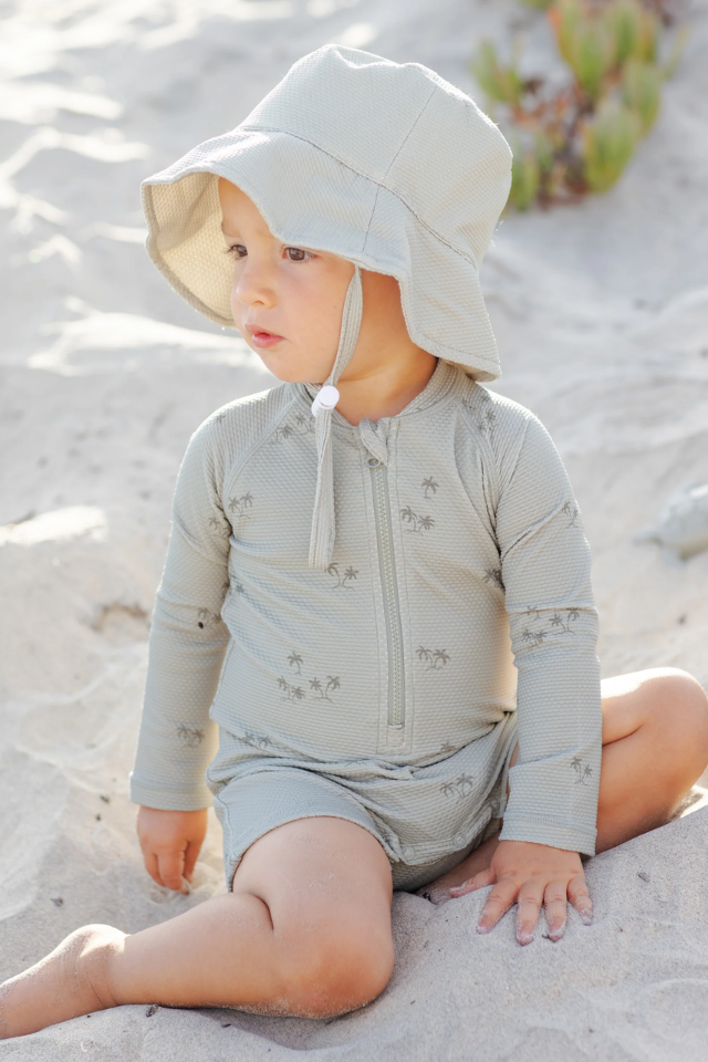 Quincy Mae Long Sleeve One-Piece Rashguard - Palm