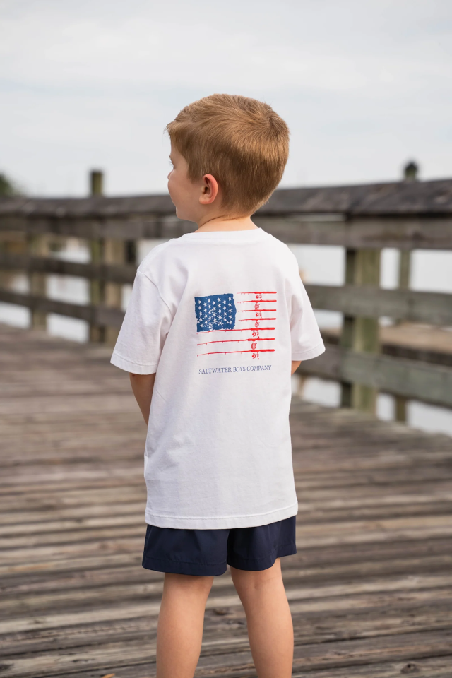SWB Fishing Pole Flag Graphic Tee - White