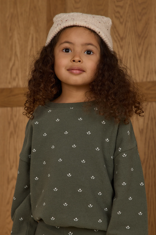 Rylee + Cru Spongey Knit Set - Evergreen Ditsy