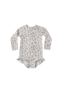 Quincy Mae Olivia Rashguard One-Piece - Blue Floral