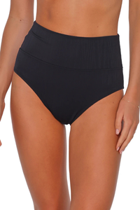 Sunsets Hannah High Waist - Black Seagrass Texture