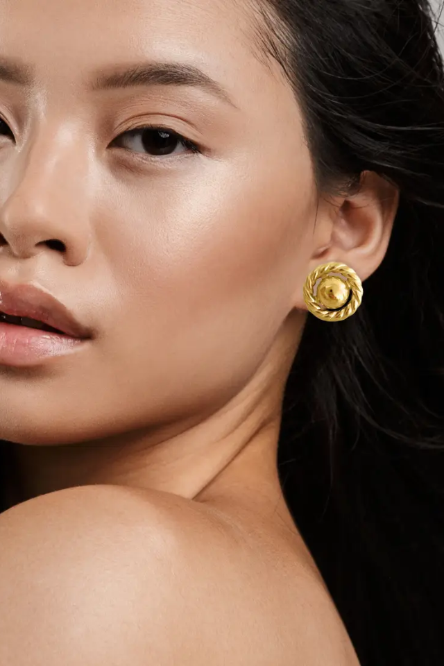 Ellie Vail Baylin Round Button Earring - Gold
