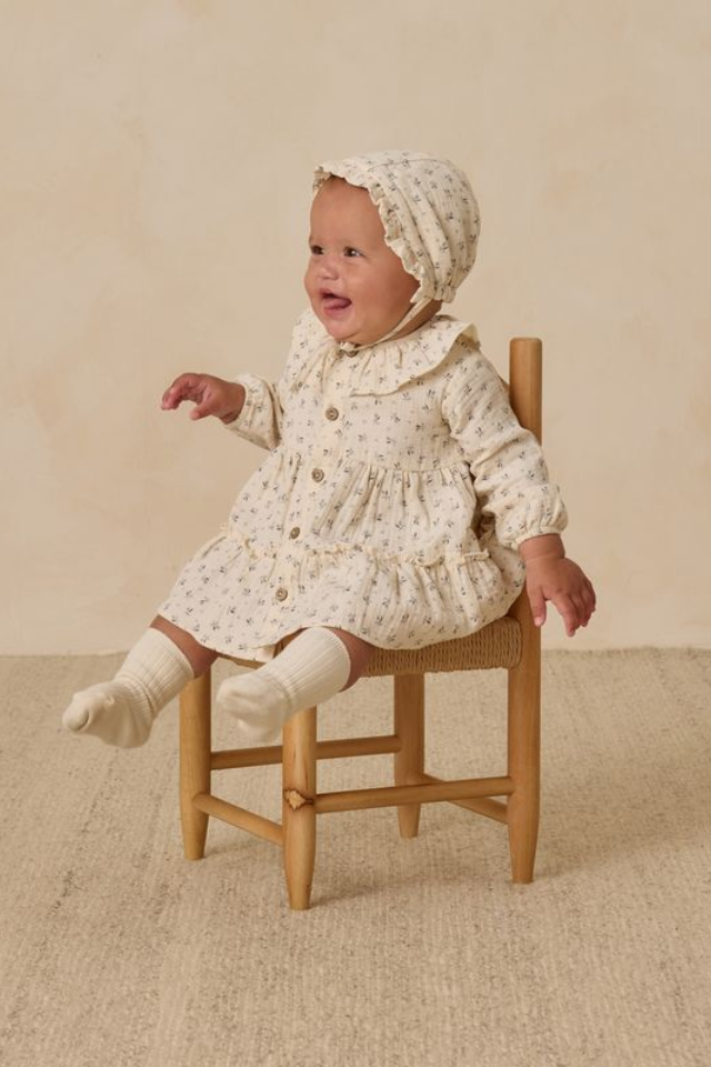 Quincy Mae Ruffle Collar Button Dress - Bluebell