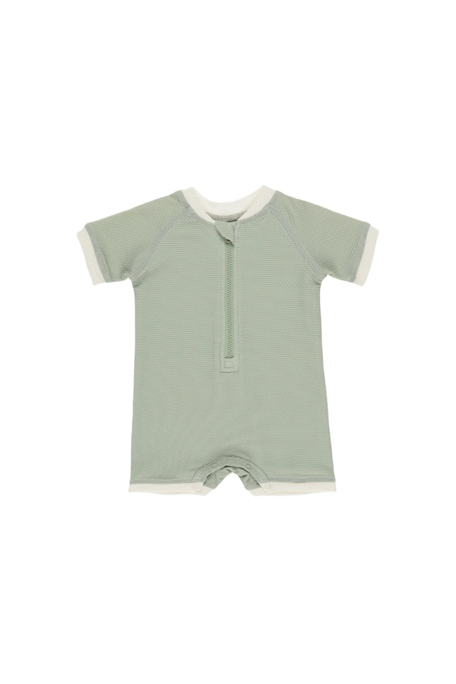 Quincy Mae Zip Rashguard One-Piece - Sage