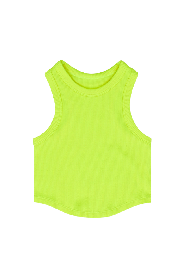 iScream Cropped Ribbed Racerback Tank - Neon Yellow