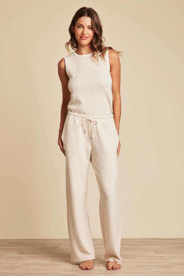 Barefoot Dreams Malibu Collection Slub Double Knit Tank - Sand Dune