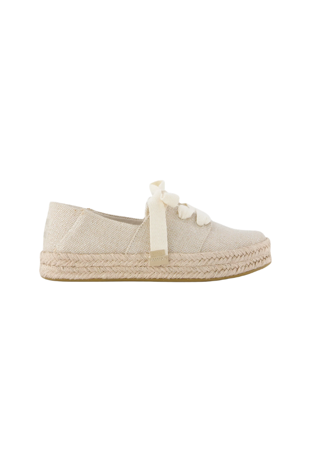 TOMS Carolina Lace Up - Champagne Glimmer Slub Canvas