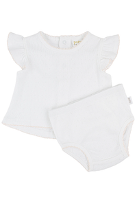 Paty Pointelle Diaper Set - White/Pink