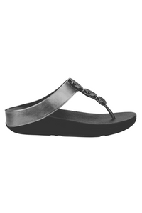 Fit Flop Halo Bead Circle Leather Toe Post Sandal - Pewter Black