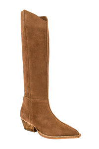 Free People Sway Low Slouch Boot - Burnt Caramel Suede