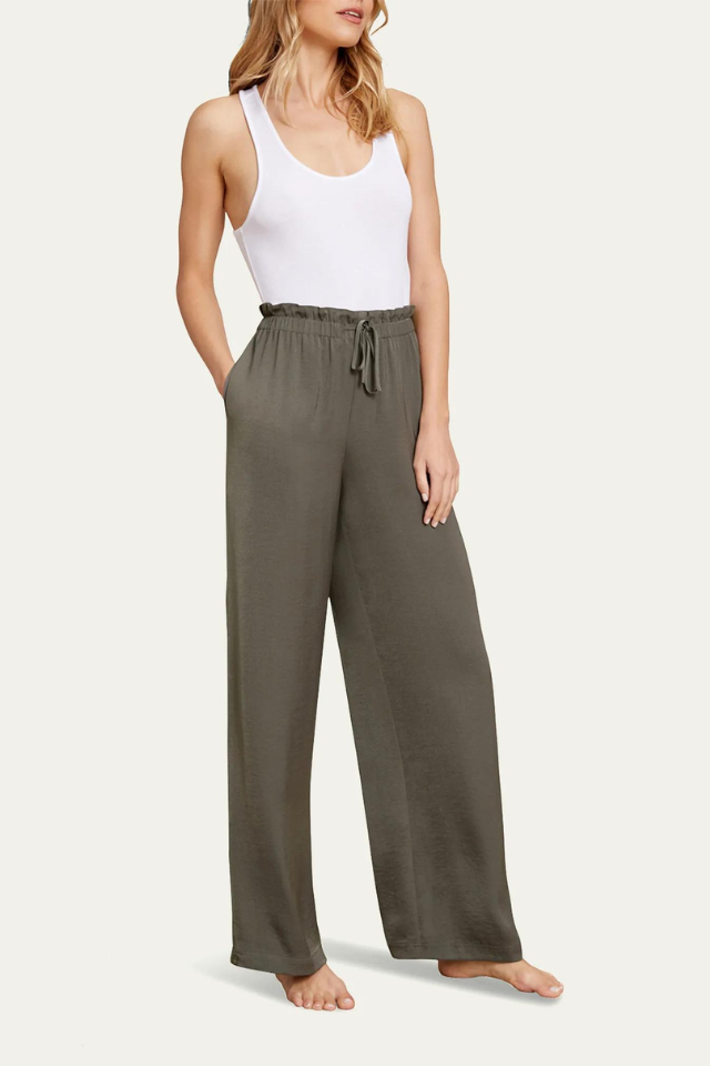 Barefoot Dreams Washed Satin Paperbag Pant